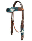Bar H Equine Genuine Western American Leather Horse Premium Headstall & Breast Collar Set