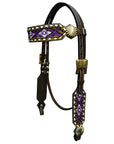 Bar H Equine Genuine Western American Leather Horse Premium Headstall & Breast Collar Set