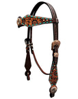 Bar H Equine Genuine Western American Leather Horse Premium Headstall & Breast Collar Set
