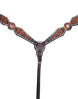 Bar H Equine Genuine Western American Leather Horse Premium Headstall & Breast Collar Set