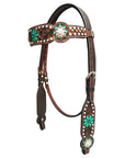 Bar H Equine Genuine Western American Leather Horse Premium Headstall & Breast Collar Set