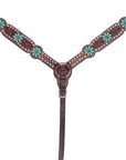 Bar H Equine Genuine Western American Leather Horse Premium Headstall & Breast Collar Set