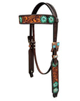 Bar H Equine Genuine Western American Leather Horse Premium Headstall & Breast Collar Set