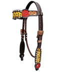 Bar H Equine Western Horse Floral Cheetah Print Genuine American Leather Tack Set