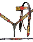 Bar H Equine Western Horse Floral Cheetah Print Genuine American Leather Tack Set