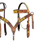 BAR H EQUINE Western Leather Horse Headstall & Breast Collar & Wither Strap