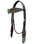 Bar H Equine Genuine Western American Leather Horse Premium Headstall & Breast Collar Set