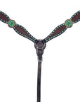 Bar H Equine Genuine Western American Leather Horse Premium Headstall & Breast Collar Set
