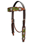 Bar H Equine Genuine Western American Leather Horse Premium Headstall & Breast Collar Set