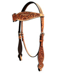 Bar H Equine Genuine Western American Leather Horse Premium Headstall & Breast Collar Set
