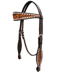 Bar H Equine Genuine Western American Leather Horse Premium Headstall & Breast Collar Set