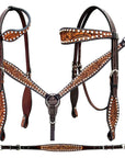 Bar H Equine Genuine Western American Leather Horse Premium Headstall & Breast Collar Set