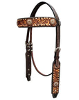 Bar H Equine Genuine Western American Leather Horse Premium Headstall & Breast Collar Set
