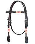 Bar H Equine Western Horse Rawhide Genuine American Leather Tack Set Brown