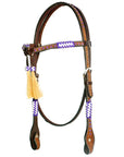 Bar H Equine Genuine Western American Leather Horse Premium Headstall & Breast Collar Set