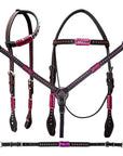 Bar H Equine Genuine Western American Leather Horse Premium Headstall & Breast Collar Set