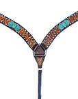 Bar H Equine Genuine Western American Leather Horse Premium Headstall & Breast Collar Set