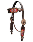 BAR H EQUINE Western Leather Horse Headstall & Breast Collar & Wither Strap