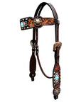 Bar H Equine Genuine Western American Leather Horse Premium Headstall & Breast Collar Set