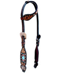 Bar H Equine Genuine Western American Leather Horse Premium Headstall & Breast Collar Set