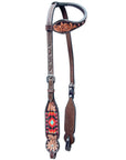 Bar H Equine Genuine Western American Leather Horse Premium Headstall & Breast Collar Set