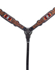 Bar H Equine Genuine Western American Leather Horse Premium Headstall & Breast Collar Set