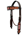 Bar H Equine Genuine Western American Leather Horse Premium Headstall & Breast Collar Set