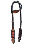 Bar H Equine Genuine Western American Leather Horse Premium Headstall & Breast Collar Set