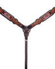 Bar H Equine Genuine Western American Leather Horse Premium Headstall & Breast Collar Set