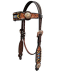 Bar H Equine Genuine Western American Leather Horse Premium Headstall & Breast Collar Set