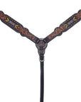Bar H Equine Genuine Western American Leather Horse Premium Headstall & Breast Collar Set