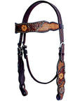 Bar H Equine Genuine Western American Leather Horse Premium Headstall & Breast Collar Set