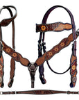 Bar H Equine Genuine Western American Leather Horse Premium Headstall & Breast Collar Set