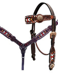 BAR H EQUINE Western Leather Horse Premium Headstall & Breast Collar Set