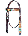 BAR H EQUINE Leather Horse Premium One Ear Headstall & Breast Collar Set