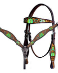 BAR H EQUINE Western Leather Horse Premium Headstall & Breast Collar Set