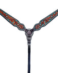 Bar H Equine Genuine Western American Leather Horse Premium Headstall & Breast Collar Set