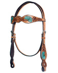 Bar H Equine Genuine Western American Leather Horse Premium Headstall & Breast Collar Set