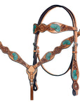 Bar H Equine Genuine Western American Leather Horse Premium Headstall & Breast Collar Set