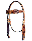 Bar H Equine Genuine Western American Leather Horse Premium Headstall & Breast Collar Set
