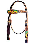 Bar H Equine Genuine Western American Leather Horse Premium Headstall & Breast Collar Set