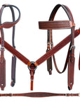 Bar H Equine Genuine Western American Leather Horse Premium Headstall & Breast Collar Set