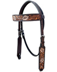 Bar H Equine Genuine Western American Leather Horse Premium Headstall & Breast Collar Set