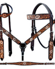 Bar H Equine Genuine Western American Leather Horse Premium Headstall & Breast Collar Set