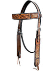 Bar H Equine Genuine Western American Leather Horse Premium Headstall & Breast Collar Set