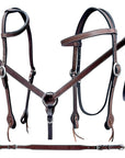 Bar H Equine Genuine Western American Leather Horse Premium Headstall & Breast Collar Set