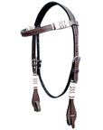 Bar H Equine Genuine Western American Leather Horse Premium Headstall & Breast Collar Set