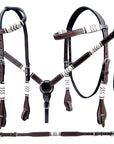 Bar H Equine Genuine Western American Leather Horse Premium Headstall & Breast Collar Set