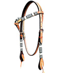 Bar H Equine Genuine Western American Leather Horse Premium Headstall & Breast Collar Set