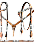 Bar H Equine Genuine Western American Leather Horse Premium Headstall & Breast Collar Set